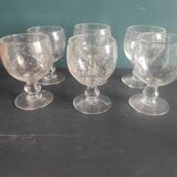 Vintage French set of 6 large water cups from Biot