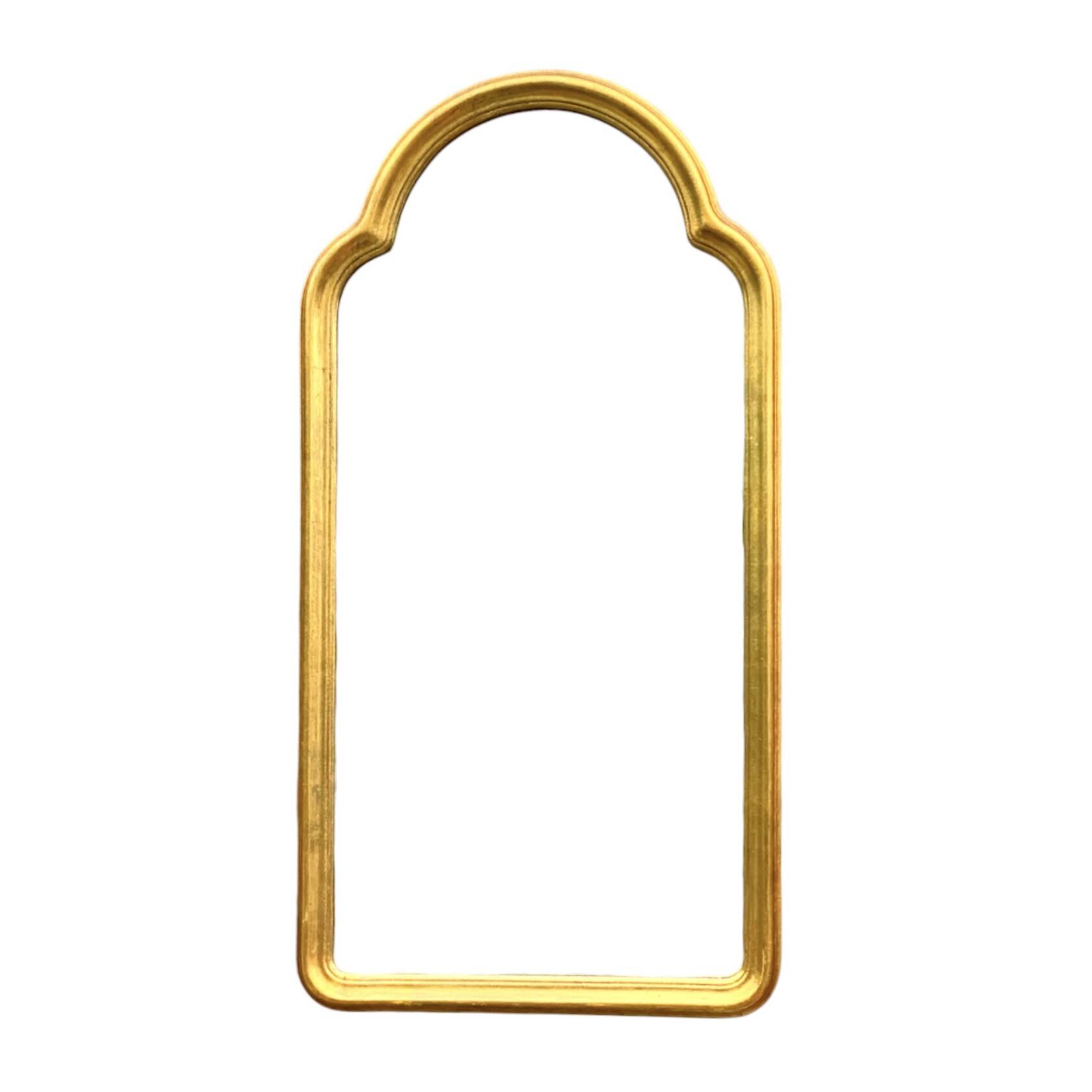 Grand miroir mural style arche en bois peint doré