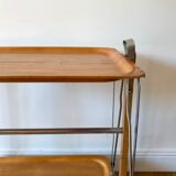 Scandinavian service in beech wood metal and metal upright in 60s