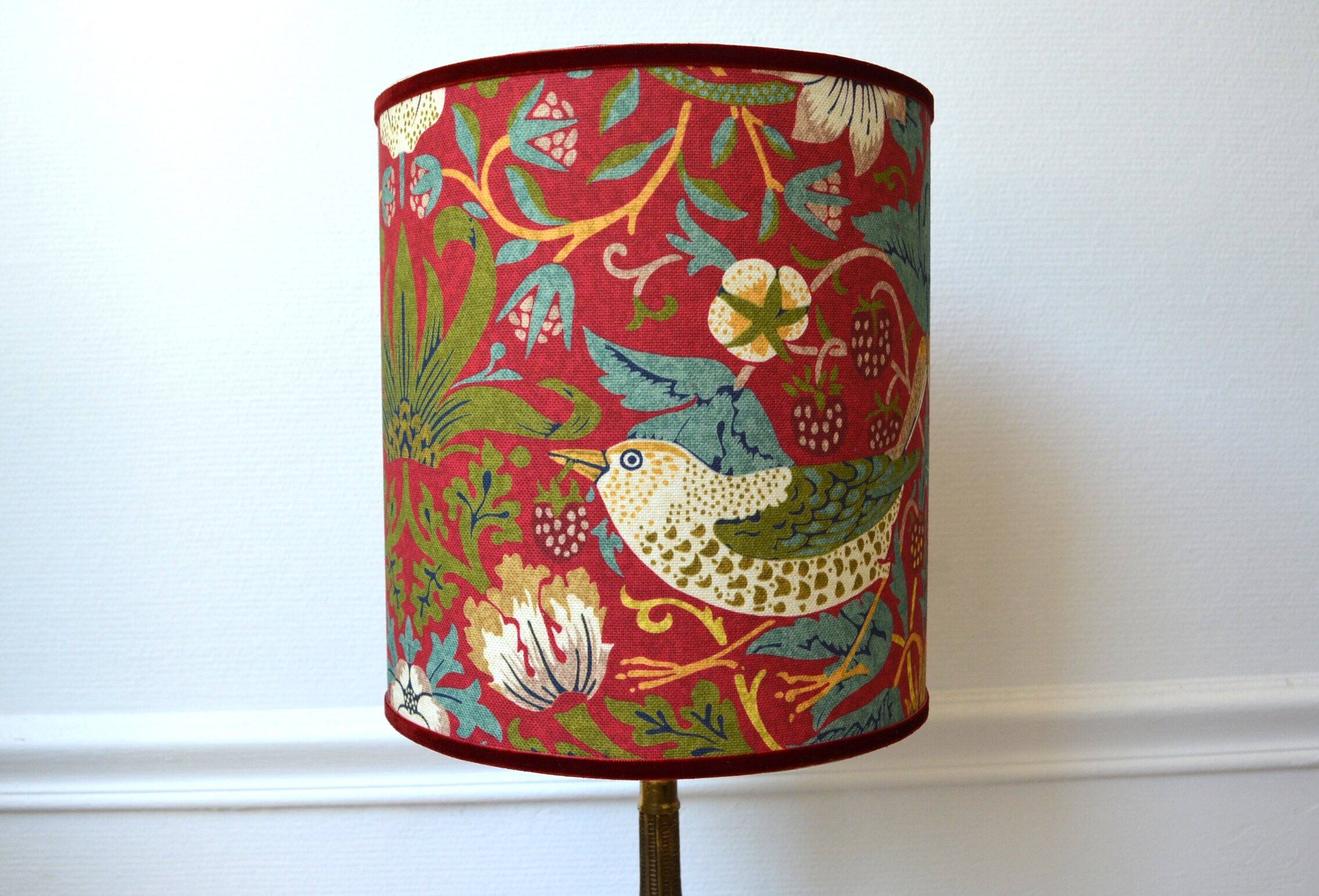 Bird and flower lampshade, William Morris style