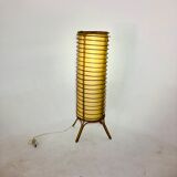 Floor lamp in rattan and japanese paper