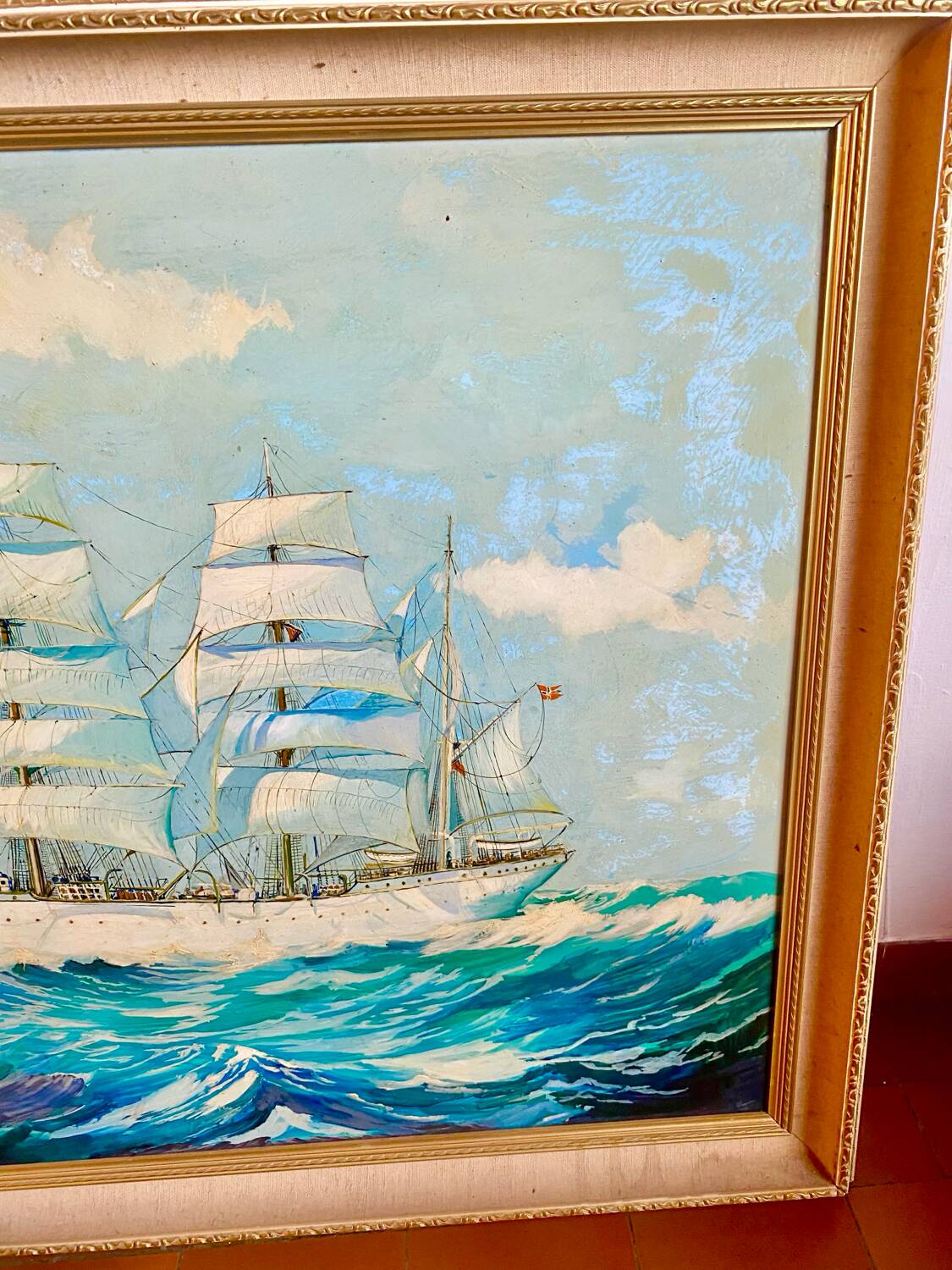 Peinture maritime originale – “Statsraad Lehmkuhl”, voile norvégienne