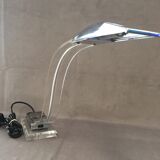 Cobra desk lamp in lucite and chromed metal  italy 80s