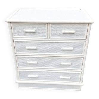 White rattan chest of drawers