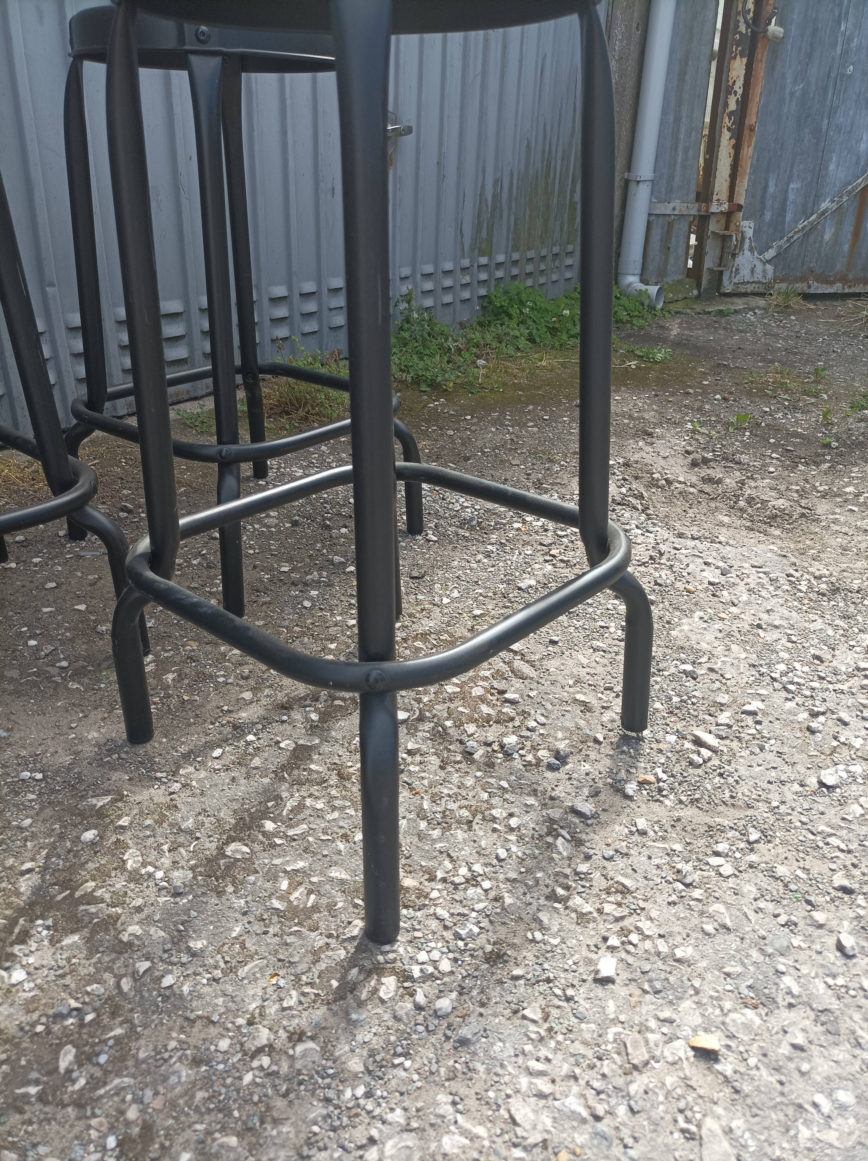 3 industrial black metal bar stools