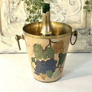 French vintage cloisonne champagne bucket with grape and vine design