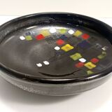 Lacquered Black with Colored Details Ceramic Vide-Poche by Ars Deruta, Ital