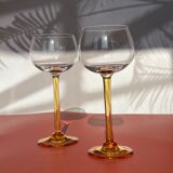 Pair of glass balloon vintage style Luminarc foot rod orange