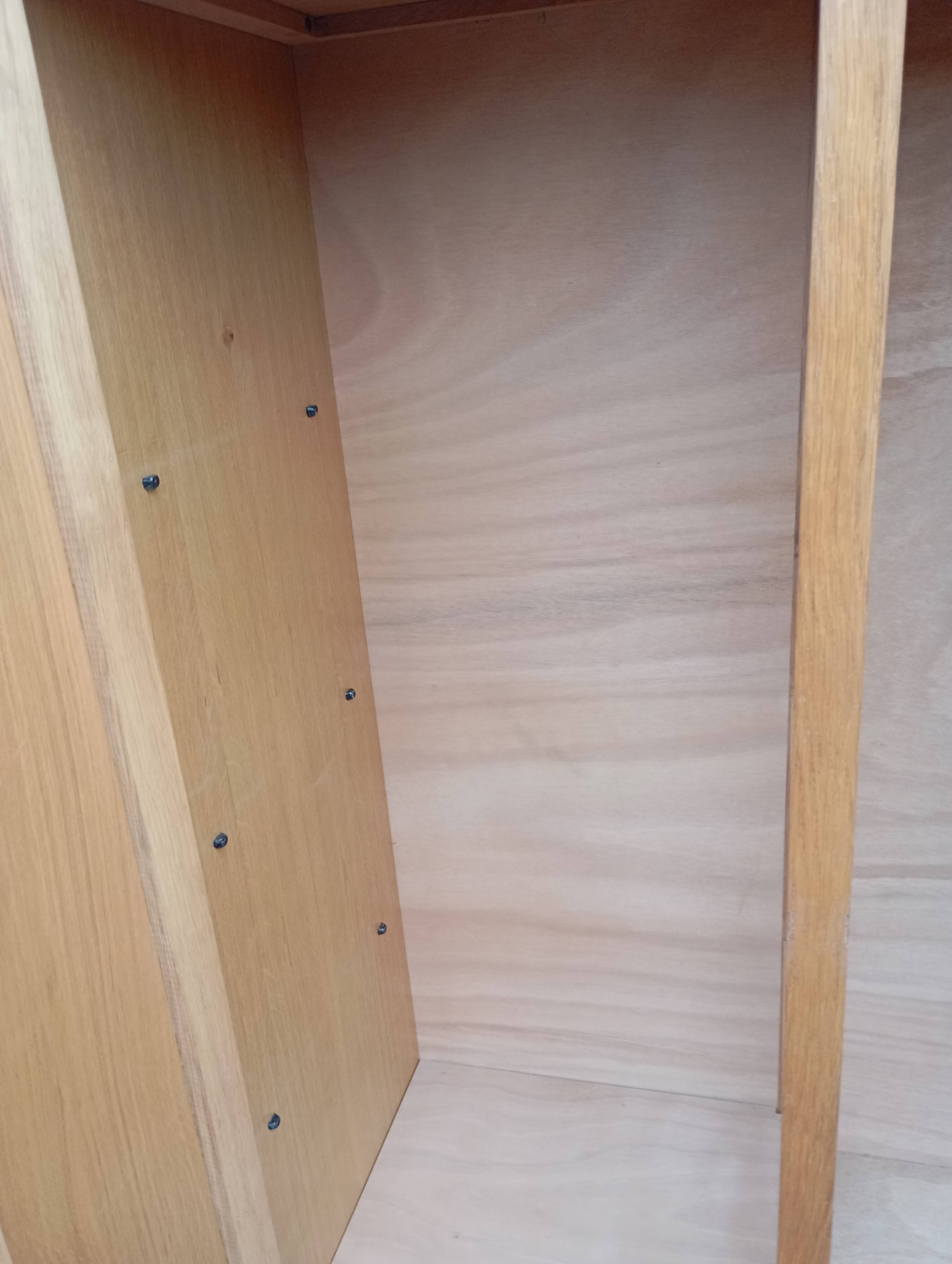 Vintage oak and rattan wardrobe