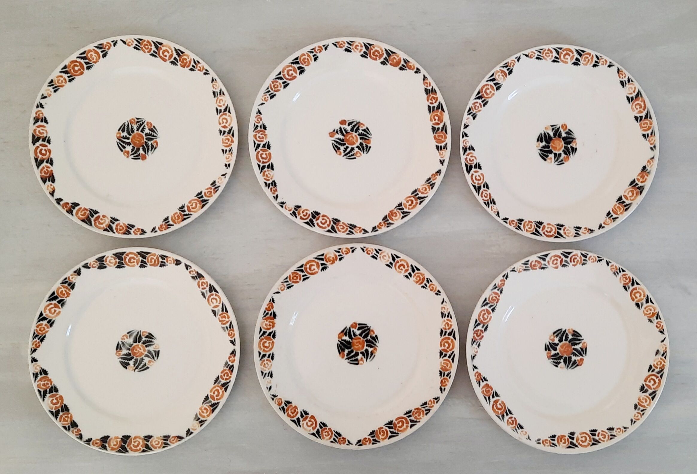 Badonviller Earthenware Dessert Plates Vintage Rosette Model
