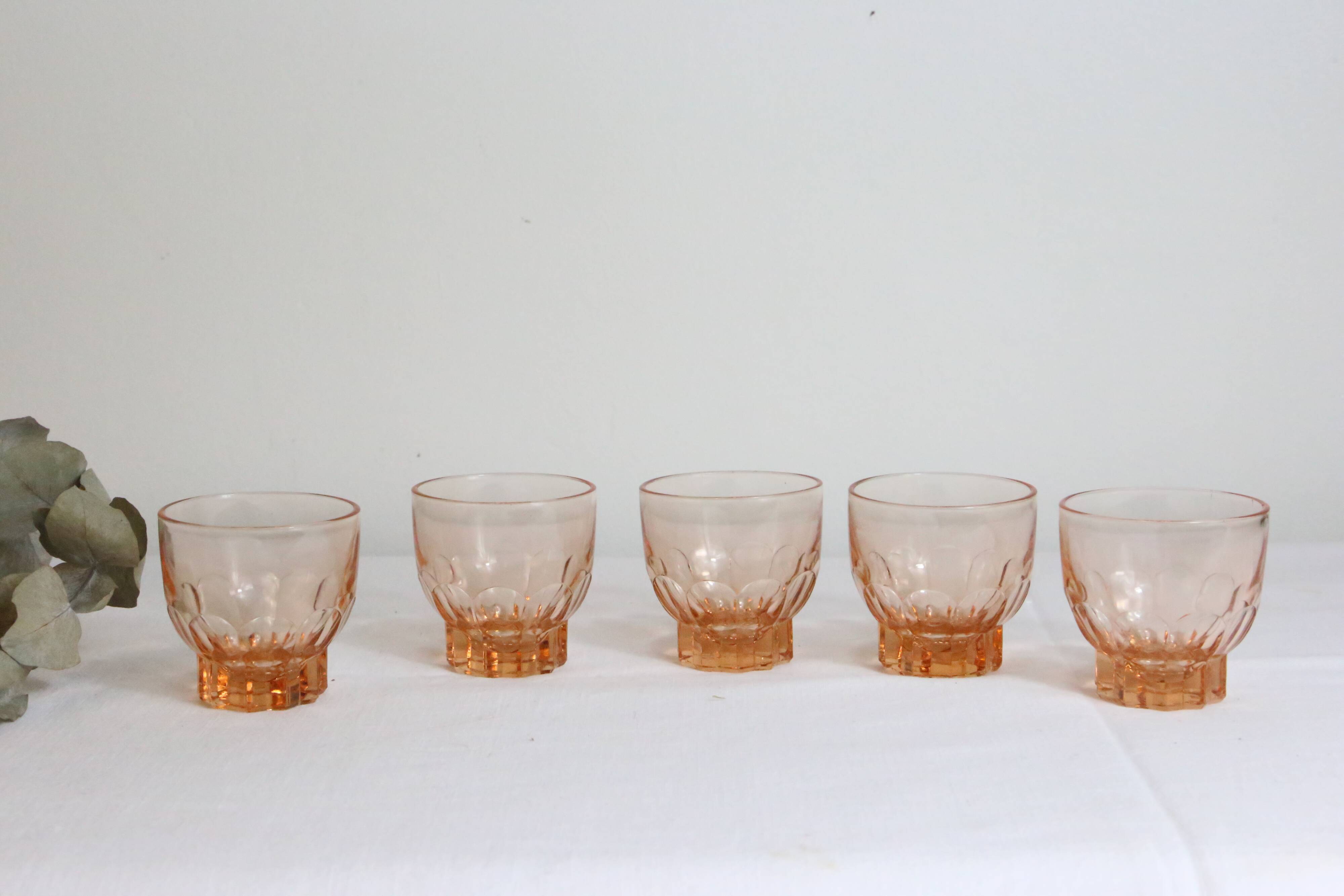 Set de 5 verre à liqueur en verre rose