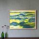Mid-Century Modern Swedish "Waves" Vintage Abstract Oil Painting, Framed