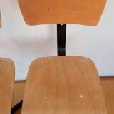 Pair of high workshop bar chairs