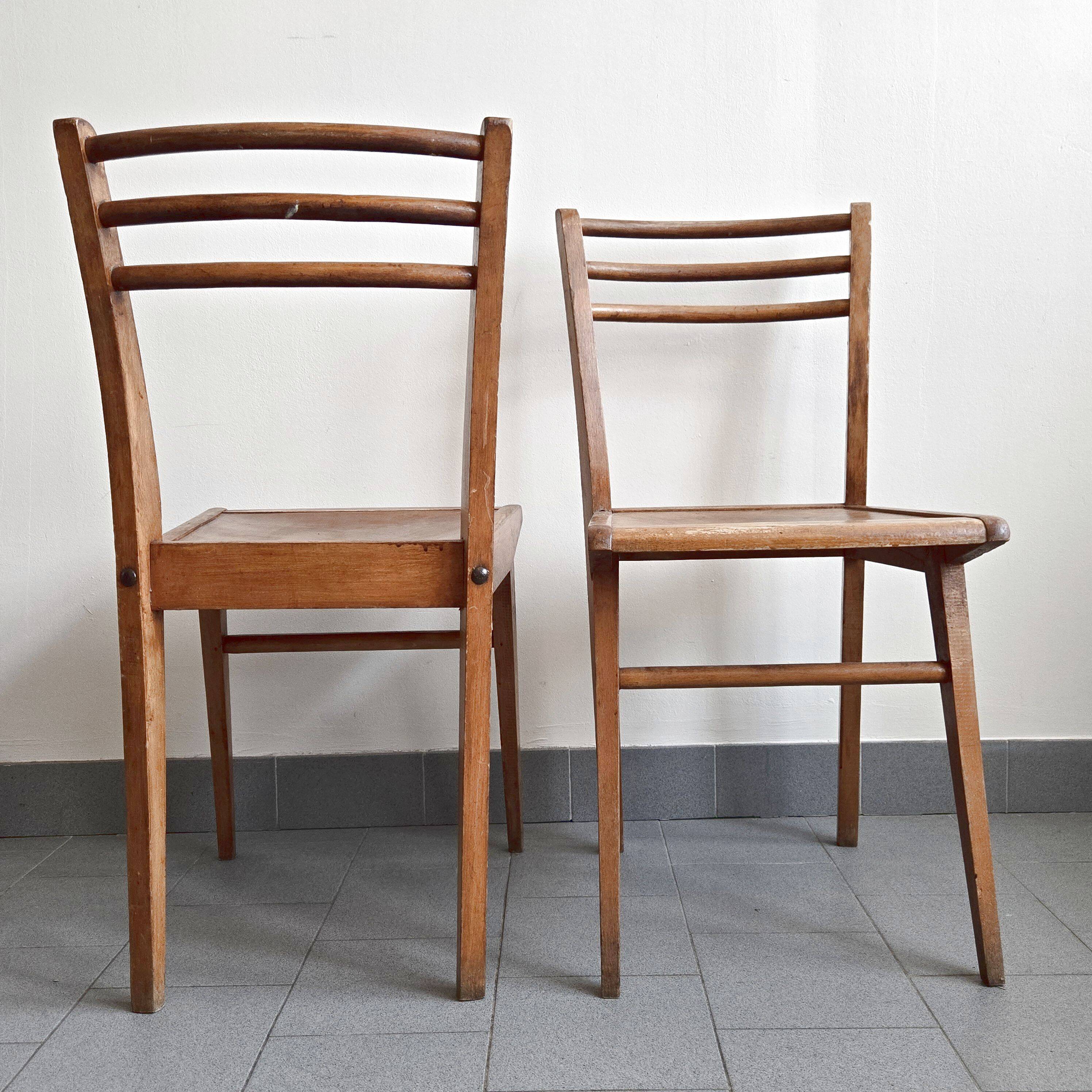 Suite de 4 chaises bistrot Luterma 1950 vintage