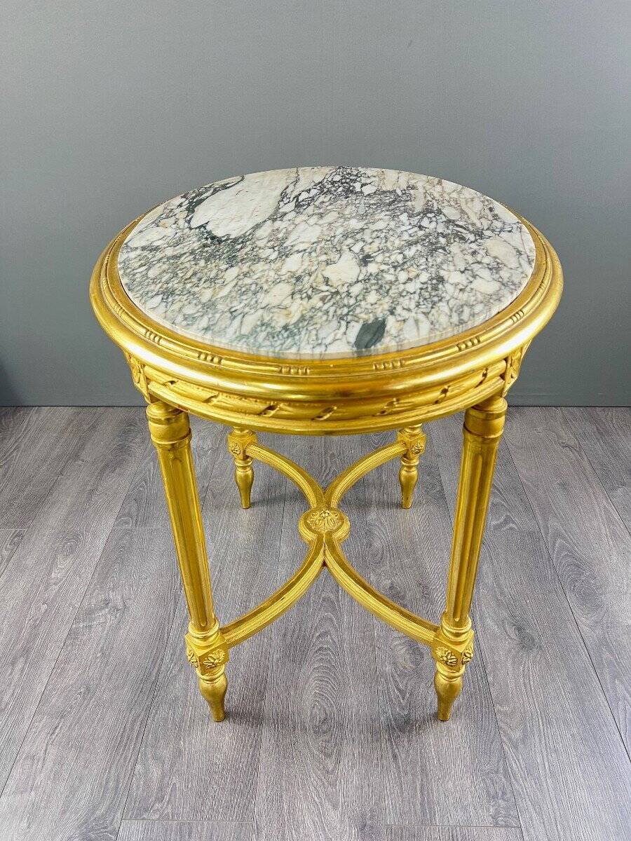 Louis XVI Style Gilded Wood Gueridon Table, 19th Century
