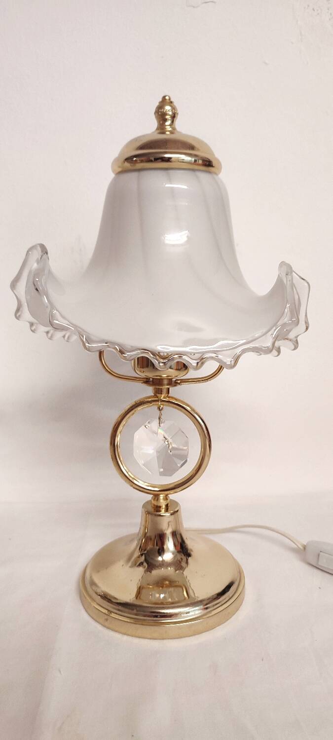 Par de lámparas de mesa de cristal de Murano. Italia,1970s.