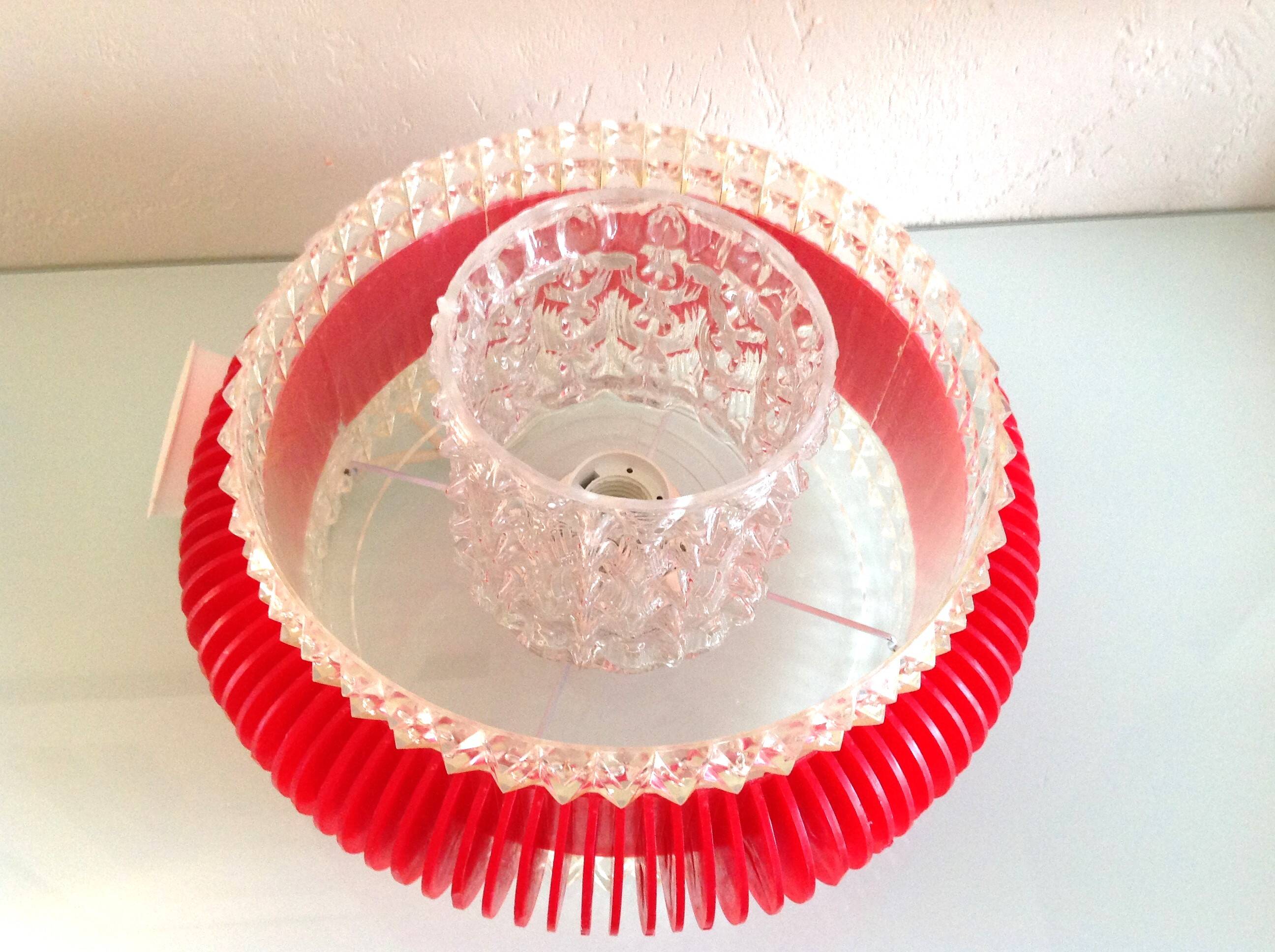 Suspension in glass and plexiglass with diamond points / vintage 60s-70s