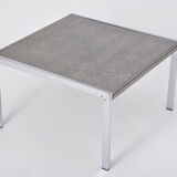 Mid-century modern steel and aluminium coffee table with graphic meander pattern