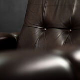 Vintage Mid-Century Modern Brown Leather Heart-shaped Lounge Chair, 1960s, Set of 2