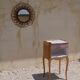 Crude wooden bedside table