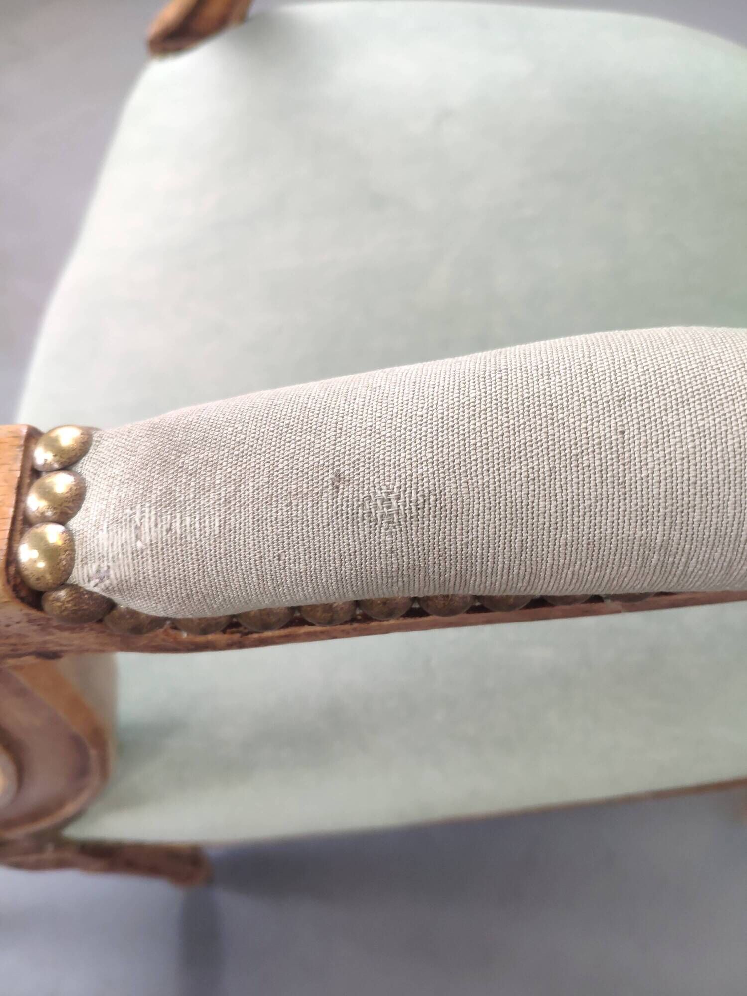 Pair of Louis XVI armchairs upholstered green velvet