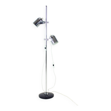 Vintage Combi Lux Chrome Double Spotlight Floor Lamp, Czechoslovakia, 1970s