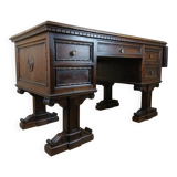 Unusual Renaissance style center desk made in the mid-19th century in walnut