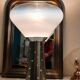 Lampe acier brossé vintage abat jour transparent blanc Italie  1970