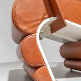 Set of 4 metal and leather armchairs France 1970s