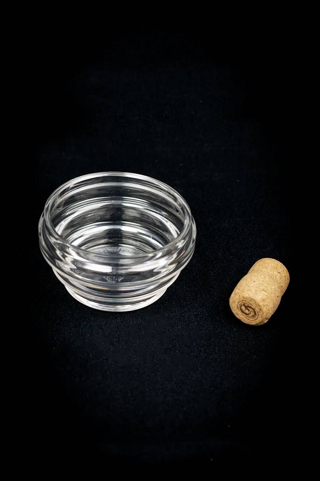 Baccarat crystal dish with wavy profile, acid-etched mark.