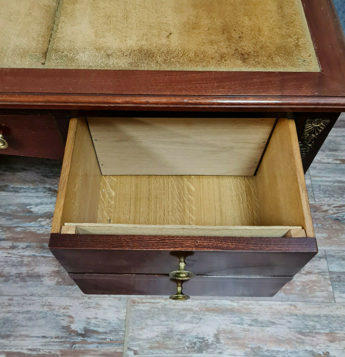 Bureau Ministre double face Empire en acajou vers 1850-1880