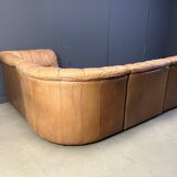 Canapé modulaire vintage en cuir marron de Laauser, années 1960