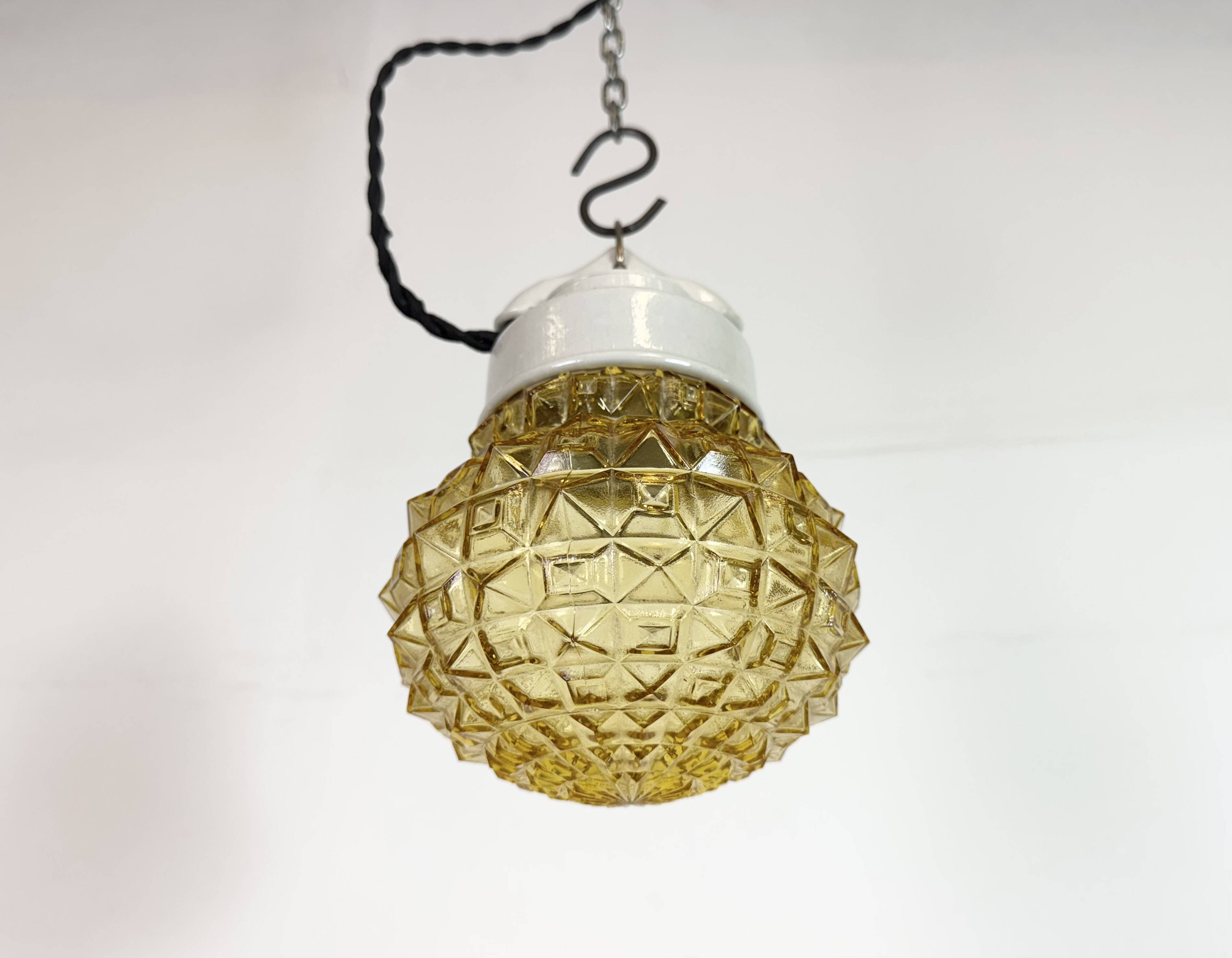 Vintage White Porcelain Pendant Light, 1970s