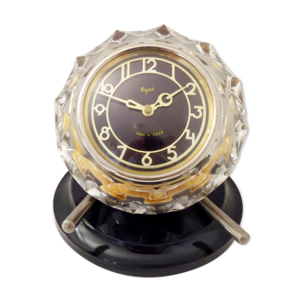 Table clock, majak glass clock and Bakelite base. Made in USSR
