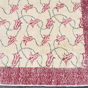 Beige & Burgundy Bordered  Floral Turkish Rug, Neutral Wool Rug, 194x290 Cm