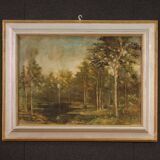 Italian painting signed and dated 1939 wooded landscape