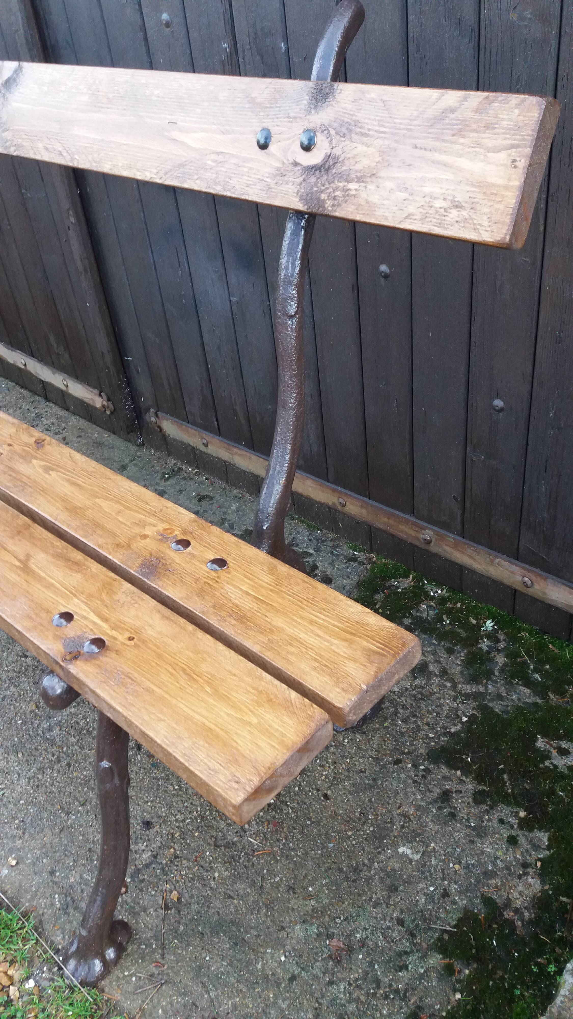 Cast iron leg garden bench