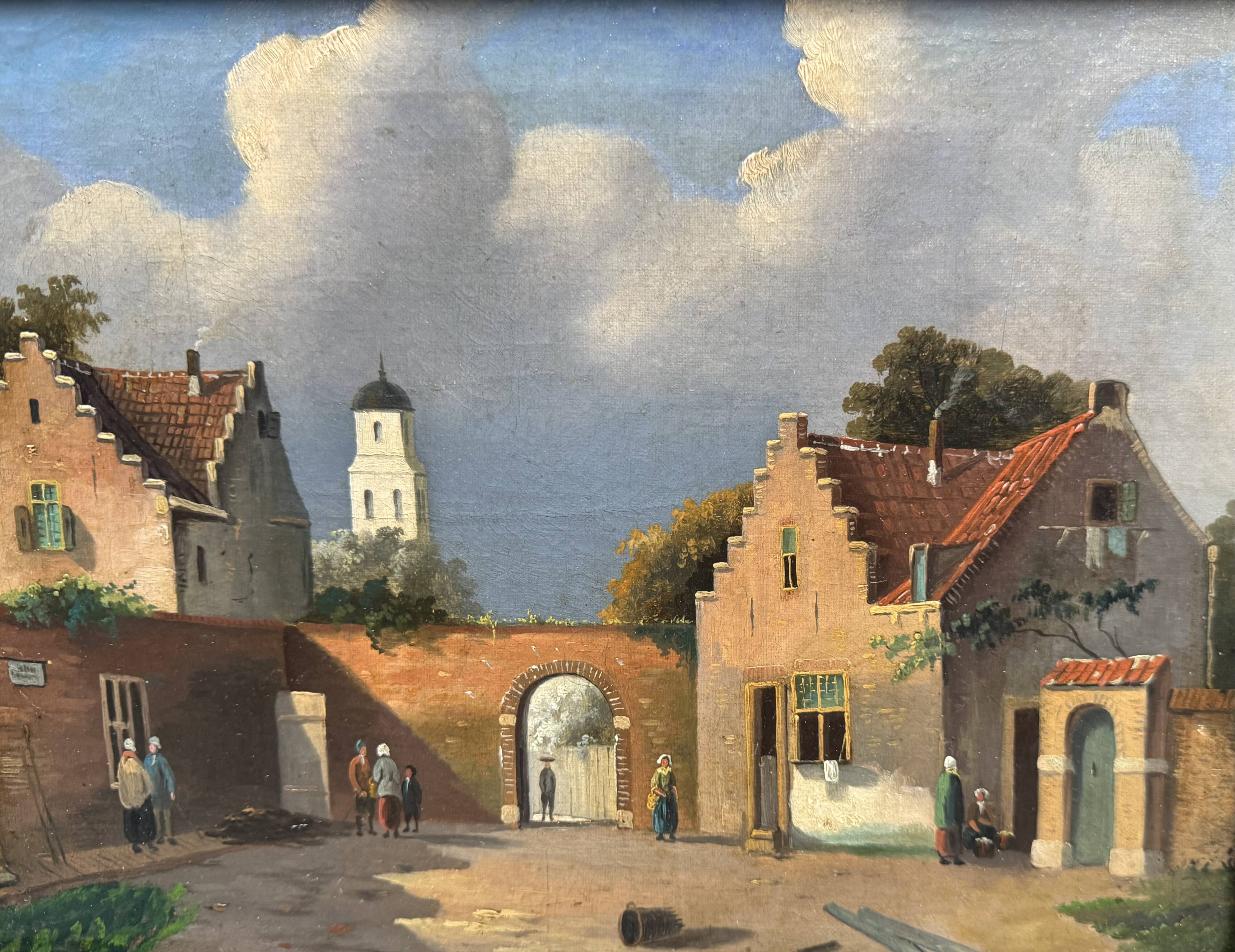 Lively Dutch or Flemish village square
