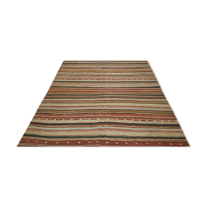 tapis kilim  235x171 cm vintage medium turkish accent boho flat woven rug.