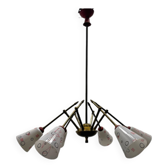 Lustre géométrique italien en bronze des années 1950