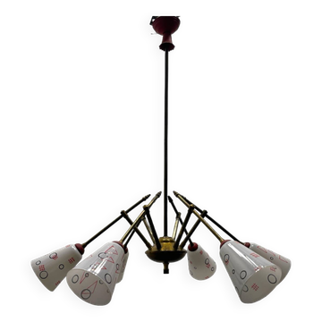 Italian Geometric Bronze chandelier 1950’s