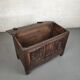 Old storage chest oak carved traditional scene