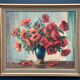 Original Swedish Oil on Canvas – "Red Poppies in a Blue Vase" by C. Horst – Signed – Vintage and Framed – 72 × 62 cm (28.3" × 24.4")