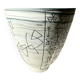 Bowl / large ceramic white catchall with graphic decoration, 1950