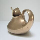 Stylized sculptural solid brass vase with handle