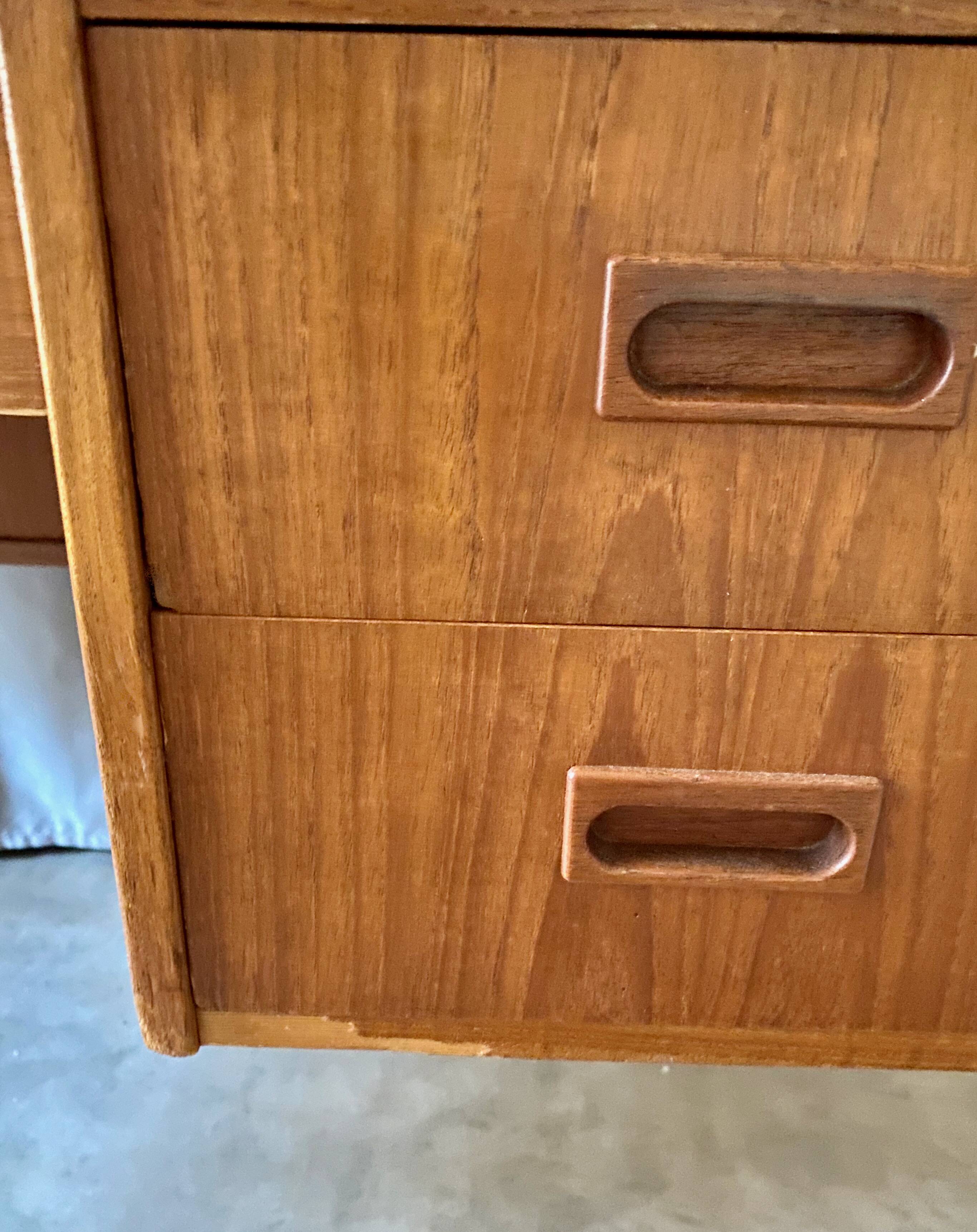 Vintage 1960s double-sided Scandinavian teak desk