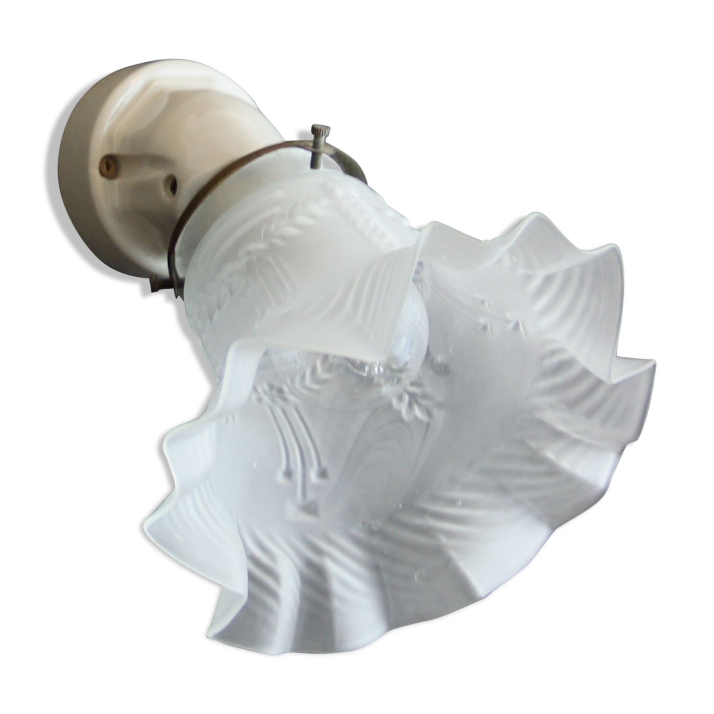 Wall light old wall peg ceramic porcelain, Tulip glass