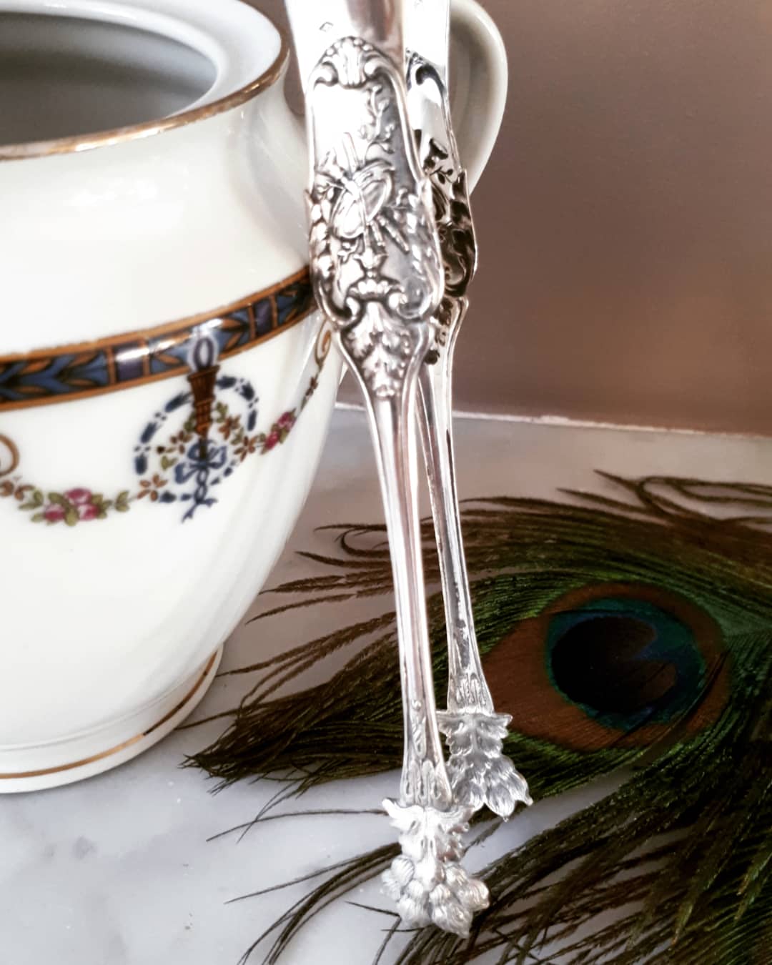 Solid silver sugar clamp lion's claws