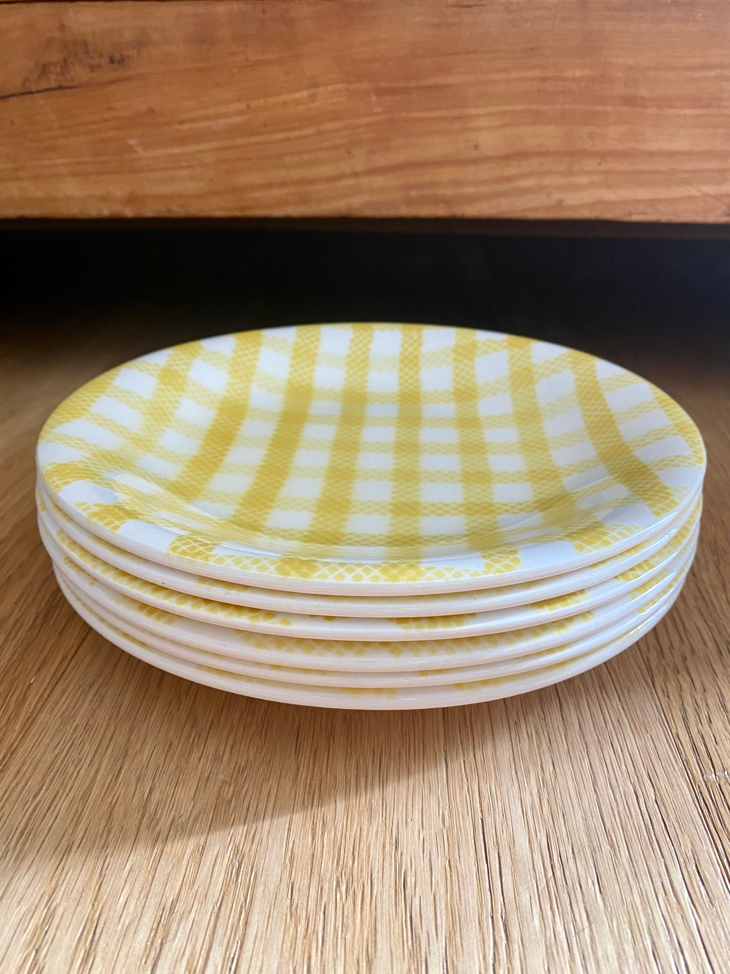 6 plates with starter or dessert Salins model Saint Raphaël yellow