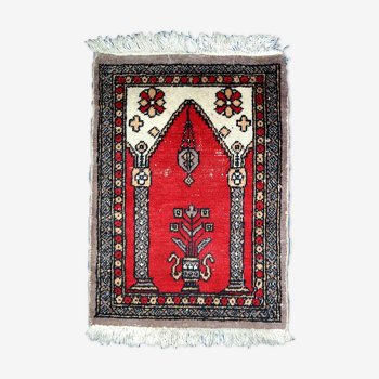 Vintage pakistani carpet lahore handmade 46cm x 64cm 1950s, 1c764